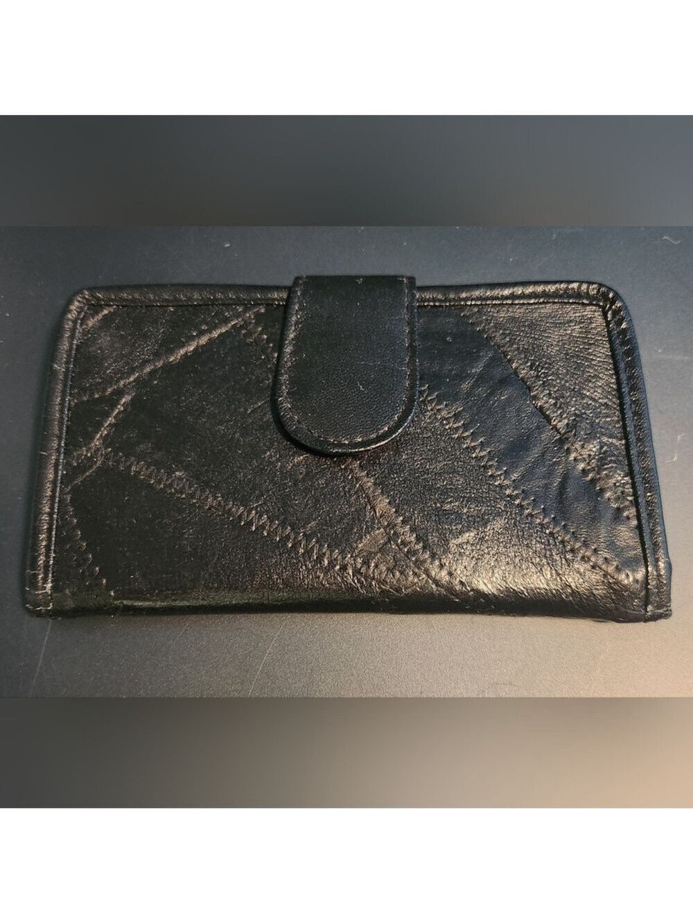 Black Patch Womens Wallet Bi Fold Cards Cash Coin Check Clutch